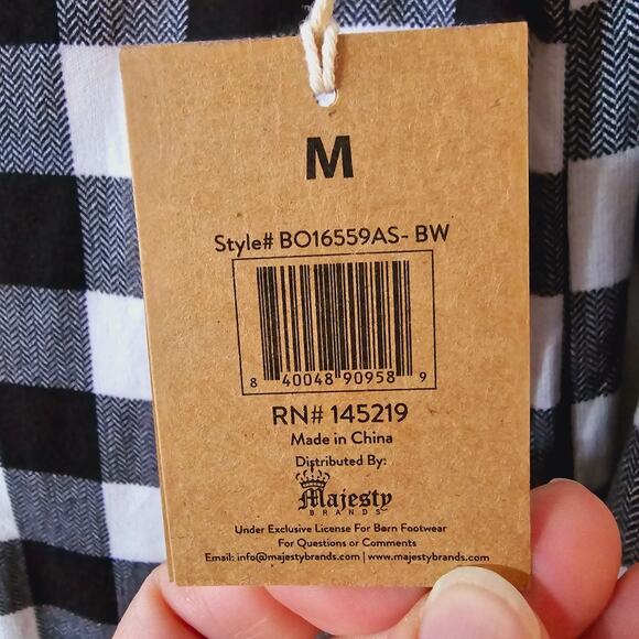 NWT Born Navy White Buffalo Check Button Up Sleeping Shirt Pajamas Size M Medium - Picture 10 of 11